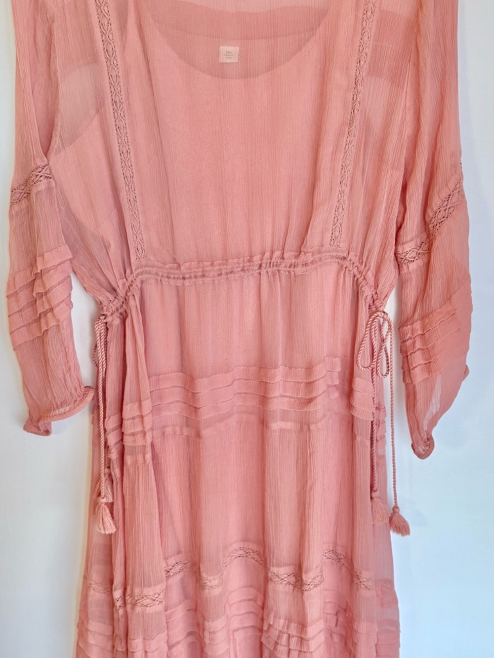 Sundance Dusty Rose Tiered Chiffon Midi Dress - Picture 2 of 7